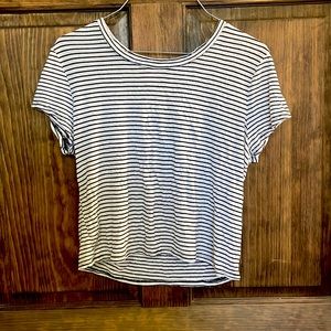 White and black striped No Boundaries crop top! Super soft and stretchy.